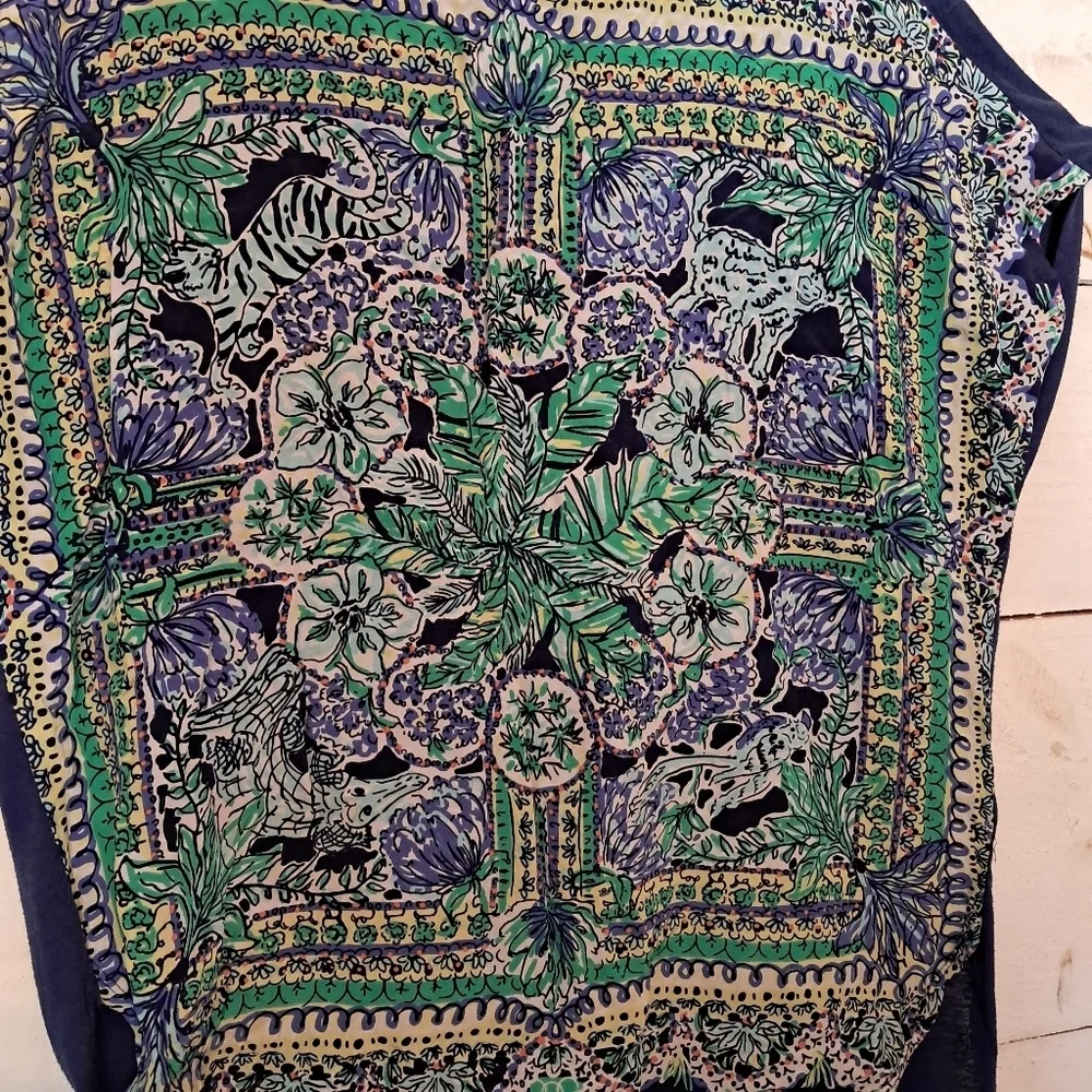 Lilly Pulitzer Short Sleeve Jungle Theme Shirt Blouse Size XS Silk Front - Picture 3 of 7